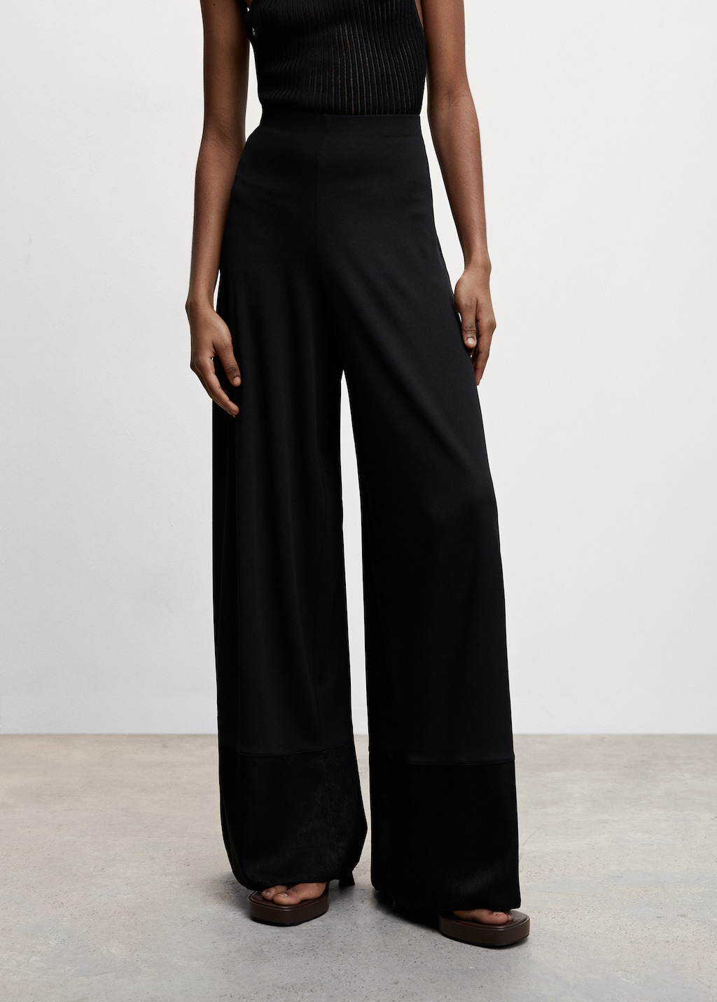 Satin panel palazzo trousers - Medium plane