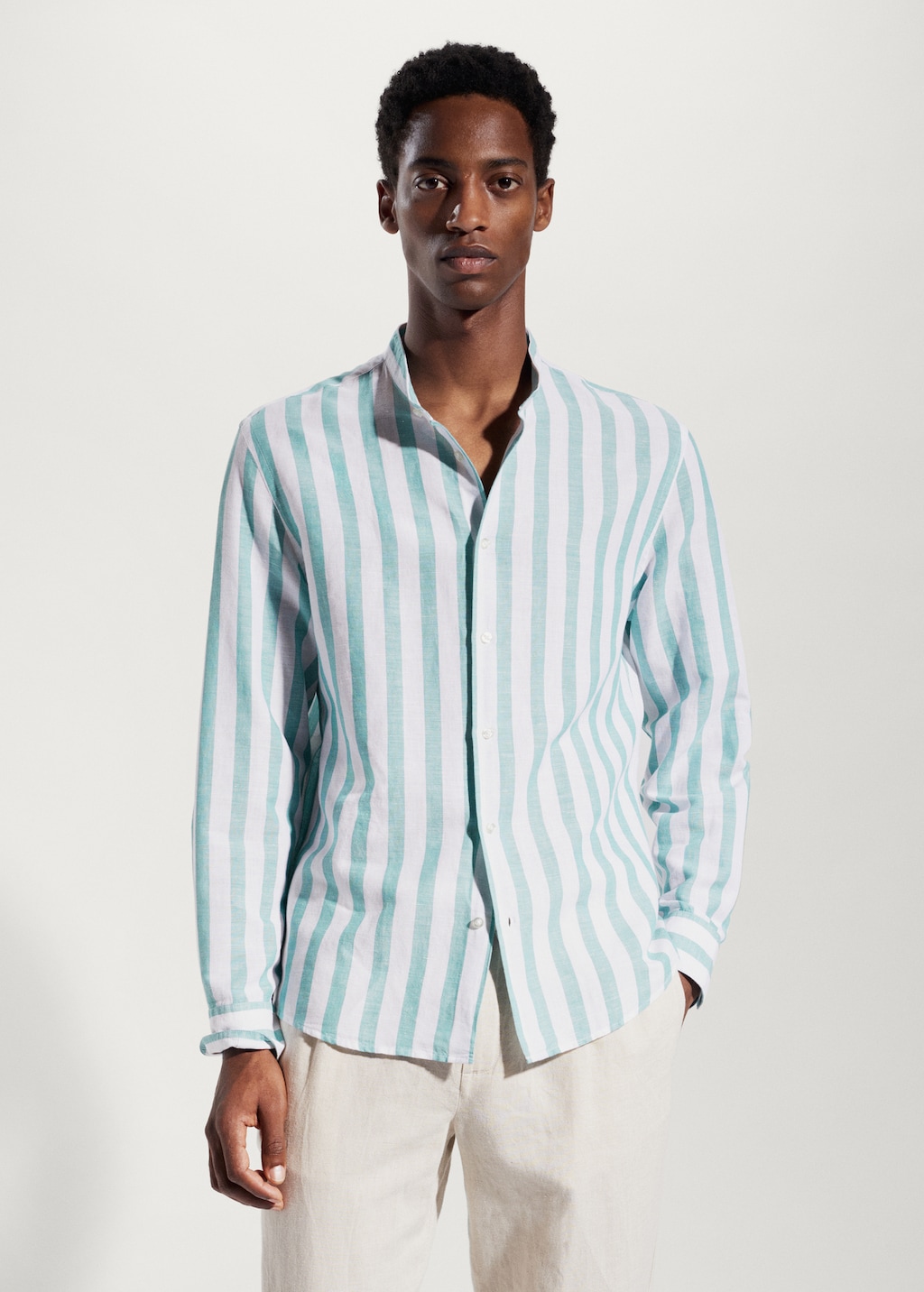 Regular-fit striped linen shirt - Medium plane