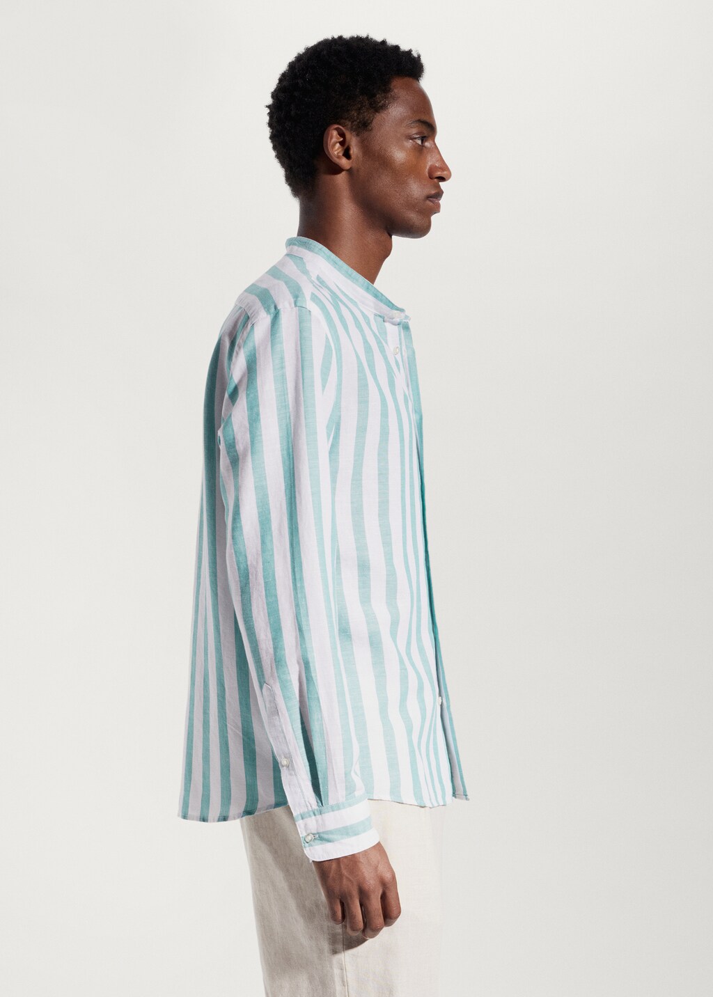 Regular-fit striped linen shirt - Details of the article 2