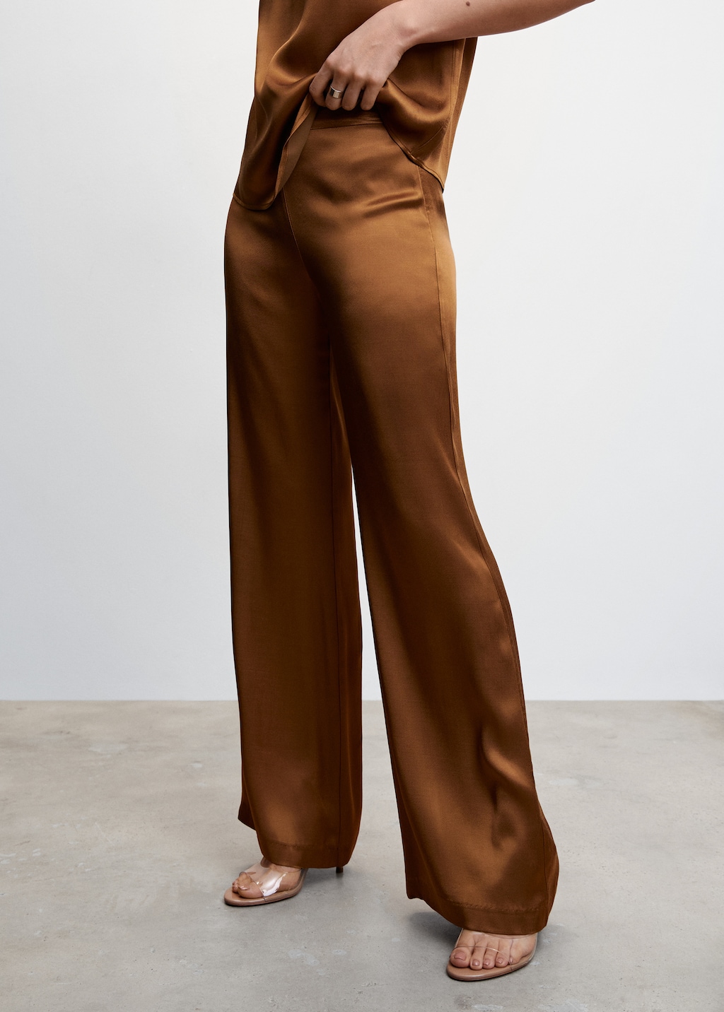 Satin palazzo trousers - Medium plane