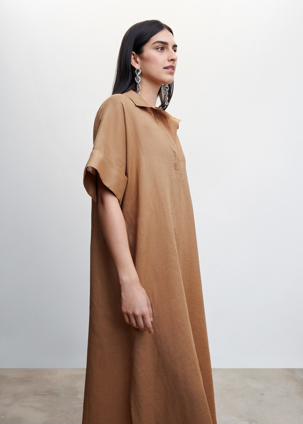 Linen-blend shirt dress - Woman | MANGO OUTLET USA