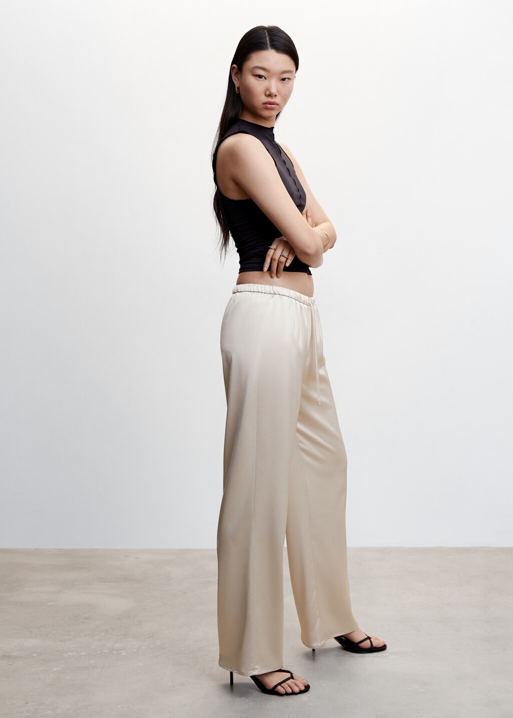 Satin palazzo trousers - Details of the article 2