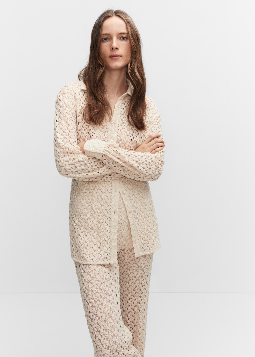 Crochet shirt - Woman | MANGO OUTLET USA