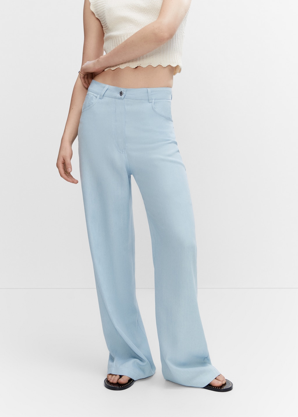 Wideleg lyocell trousers - Medium plane