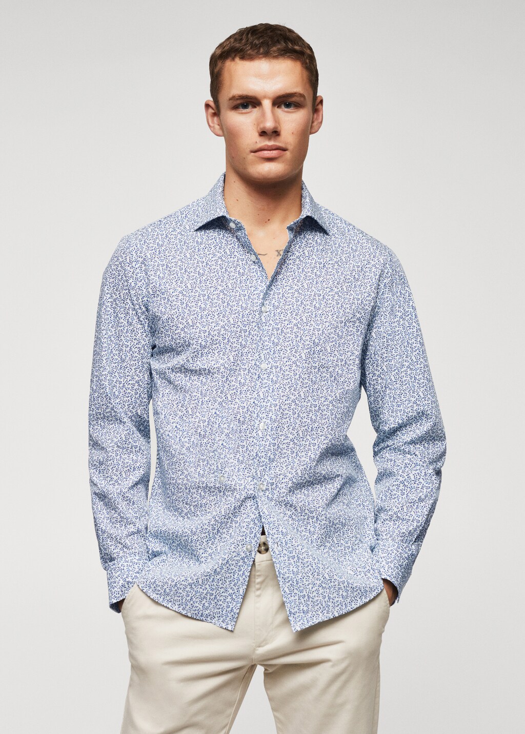 Slim-fit printed cotton shirt - Medium plane