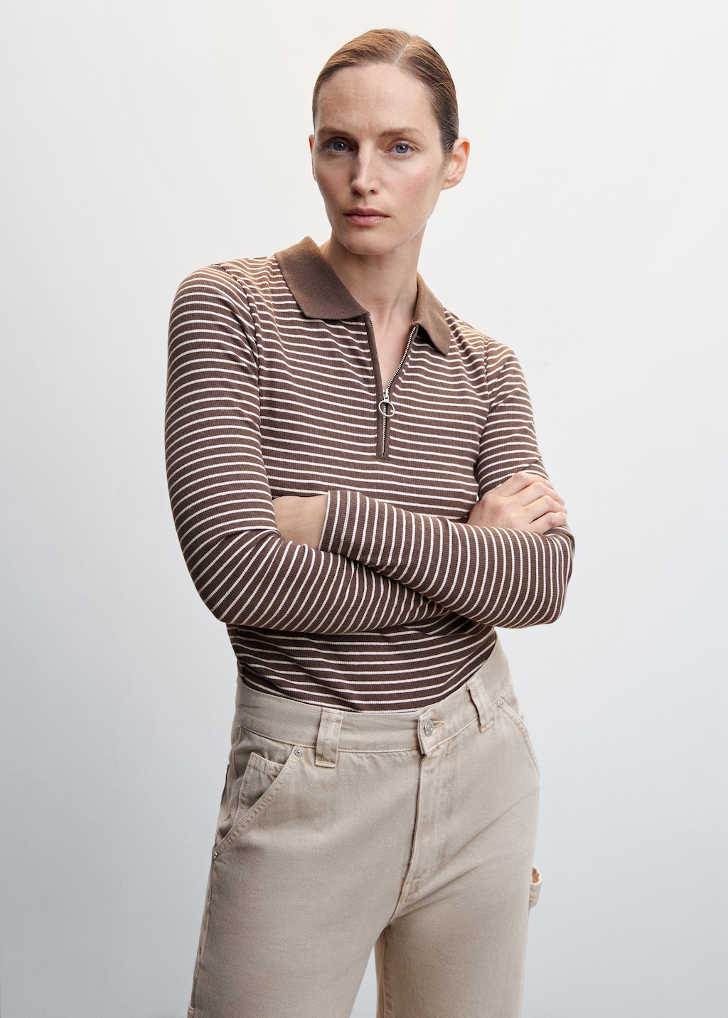 Ribbed polo-style sweater