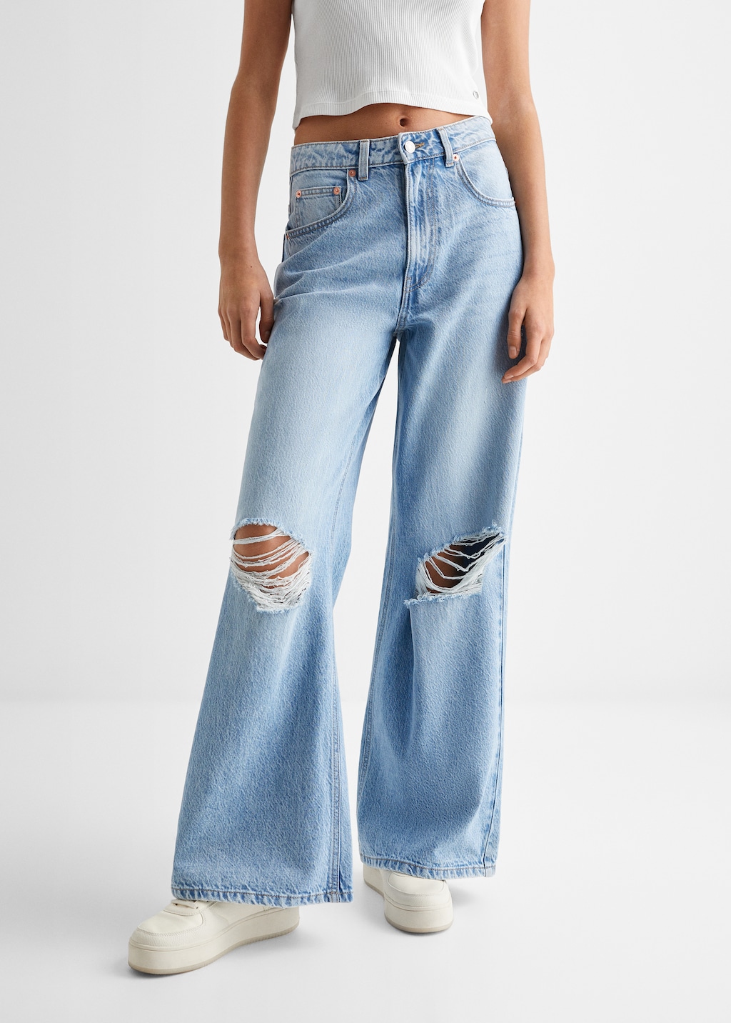 Decorative ripped wideleg jeans - Details of the article 6