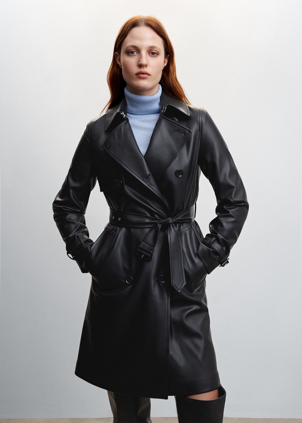 Leather-effect trench coat - Medium plane