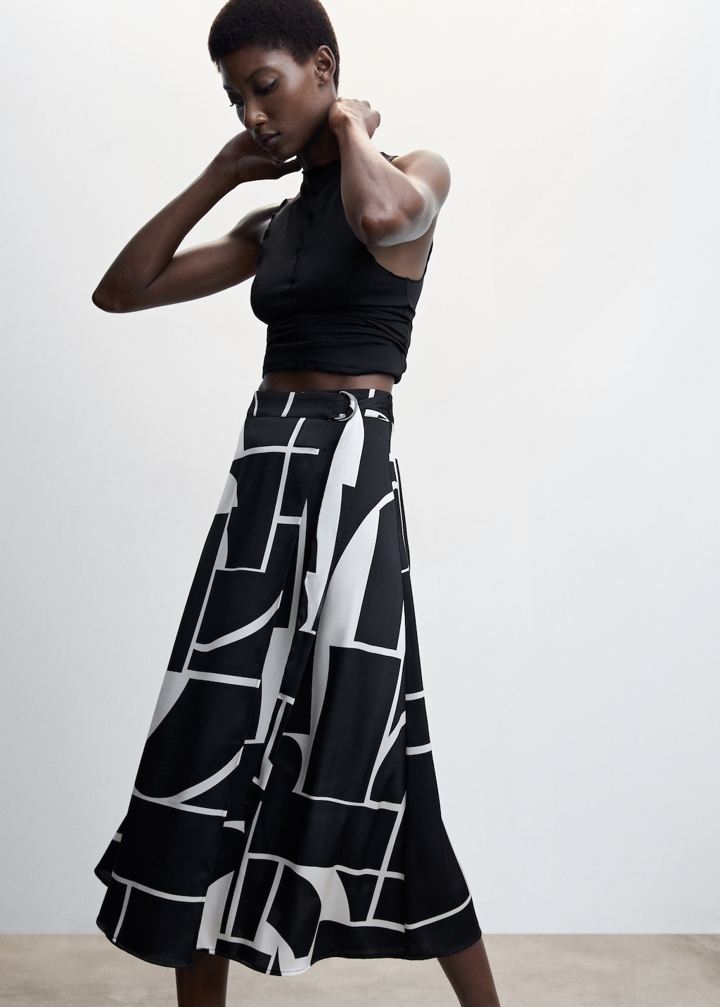 Printed satin skirt  - Details of the article 2