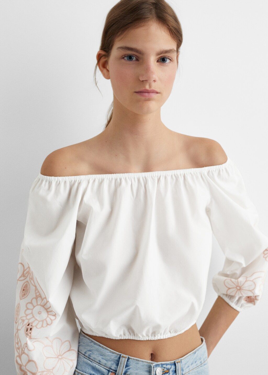 Embroidered details blouse - Medium plane