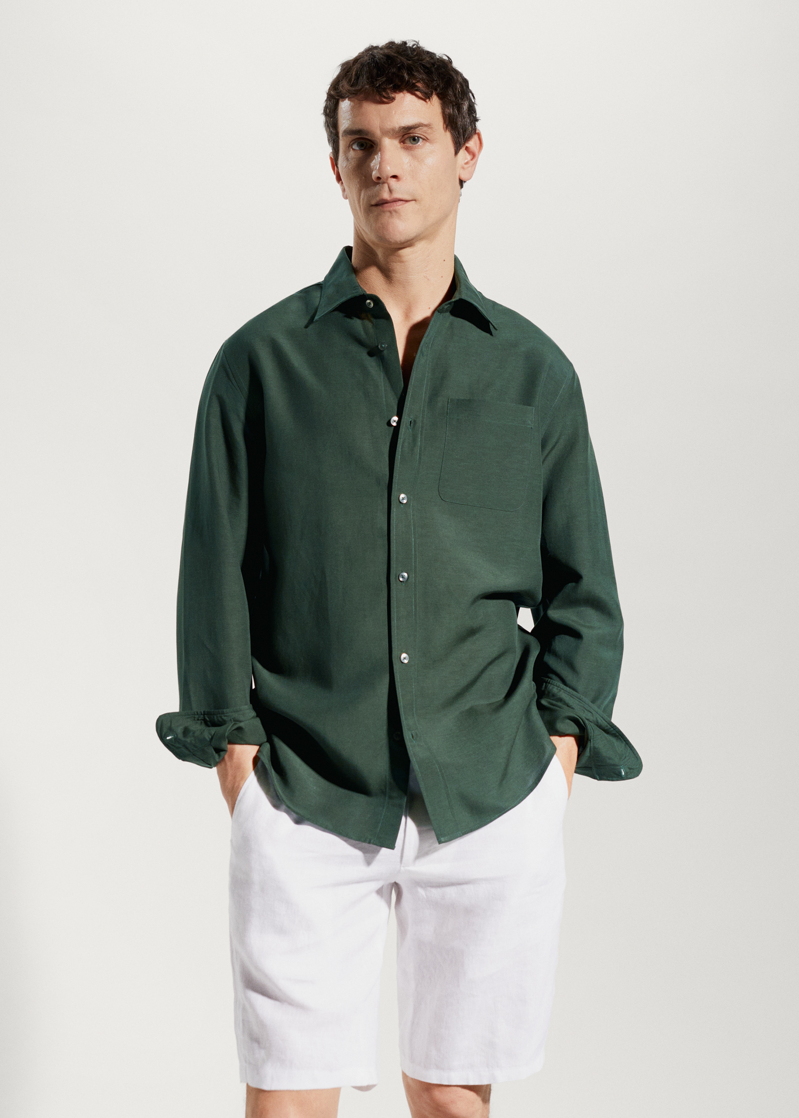 Regular-fit linen lyocell shirt - Medium plane