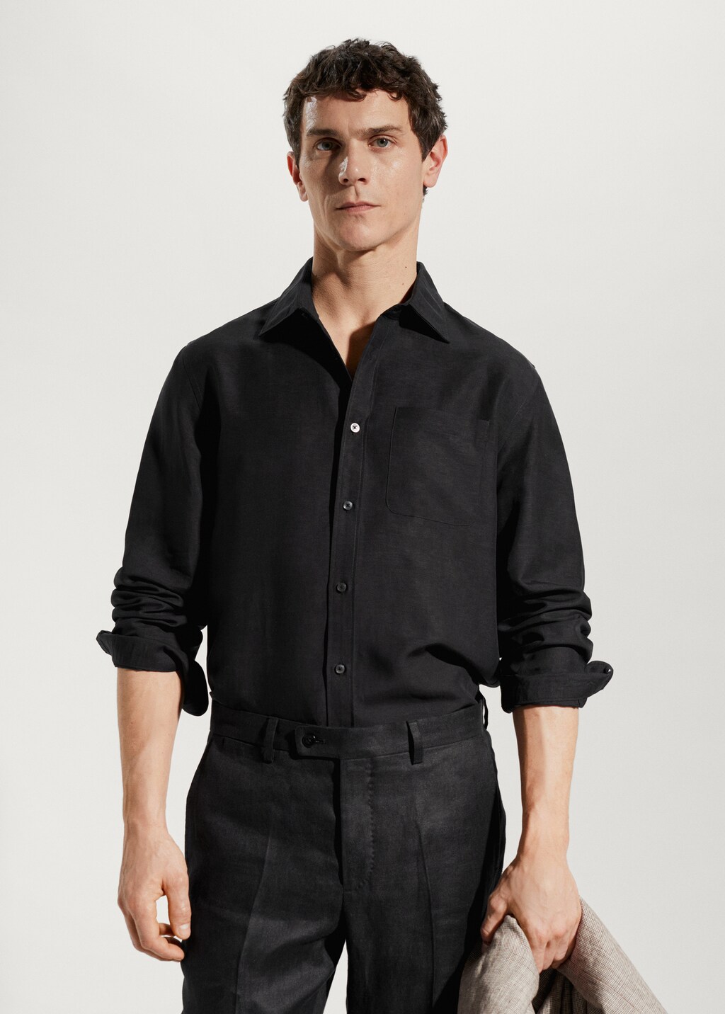 Regular-fit linen lyocell shirt - Medium plane