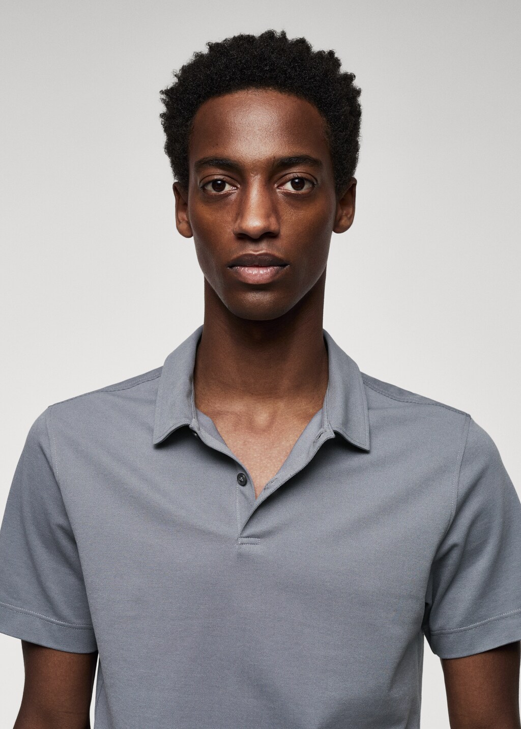 Slim-fit cotton piqué textured polo shirt - Details of the article 1