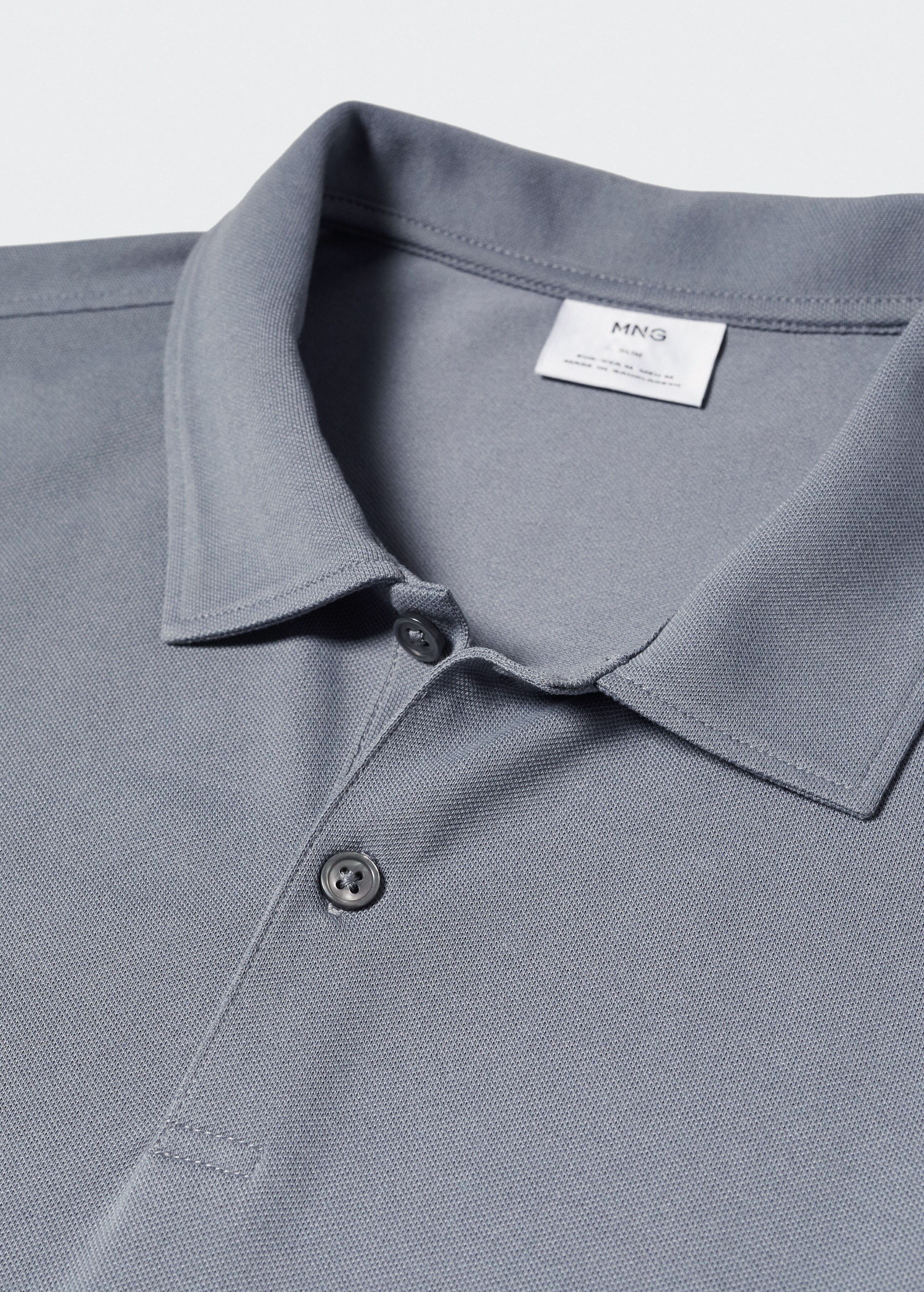 Slim-fit cotton piqué textured polo shirt - Details of the article 8