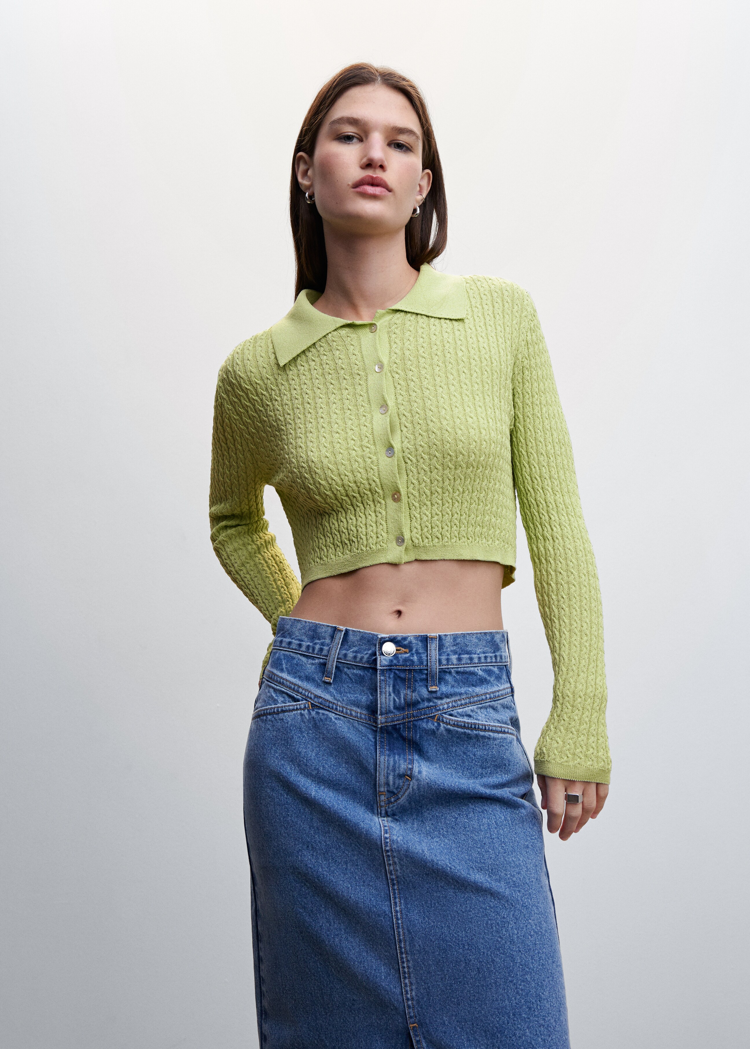 Cable-knit cropped cardigan - Medium plane