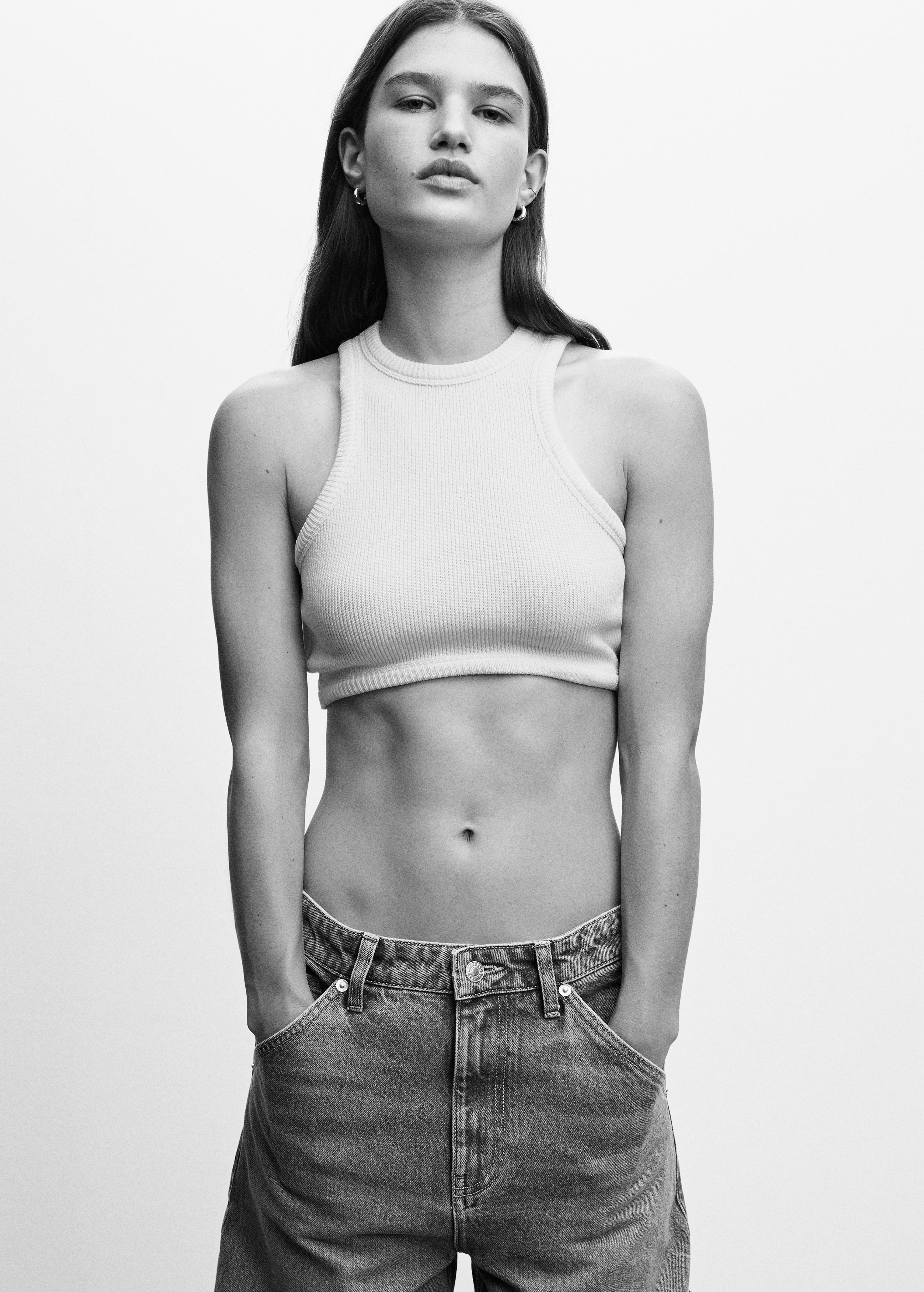 Knitted cropped top - Details of the article 2