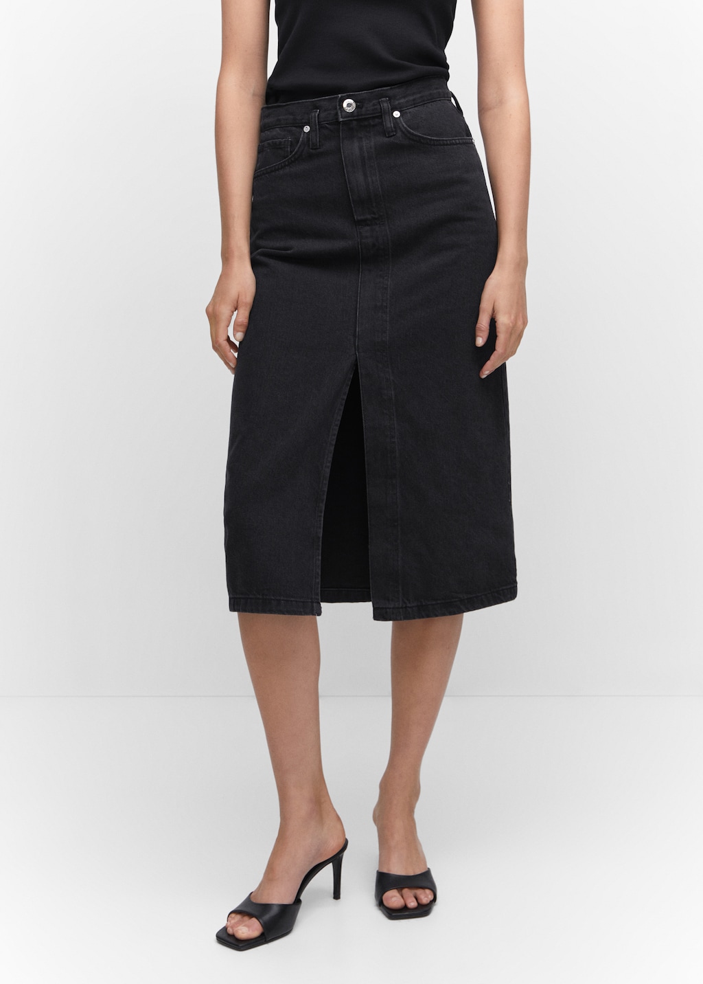 Denim midi-skirt - Medium plane