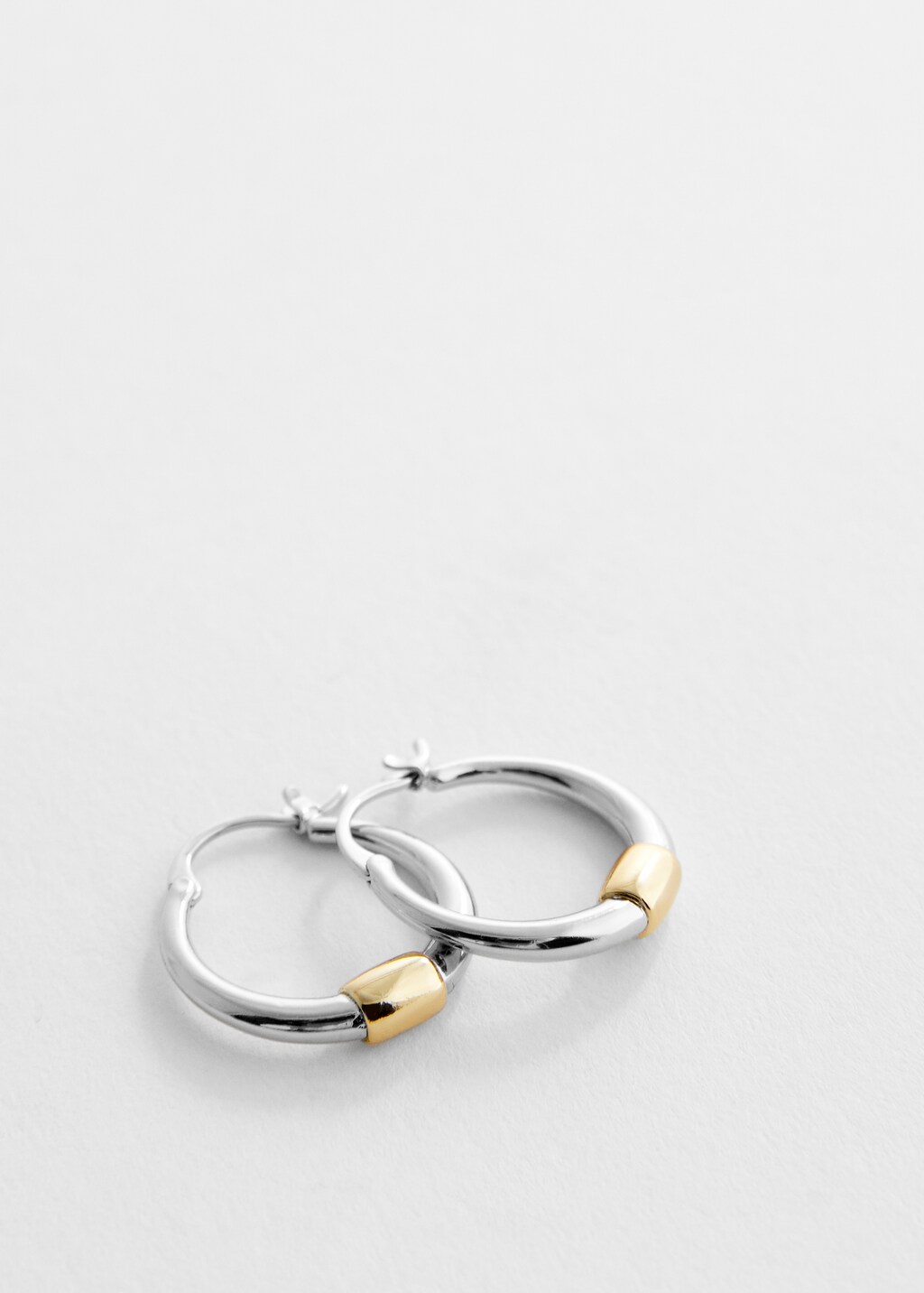 Gold and silver plated hoop earrings - Medium plane