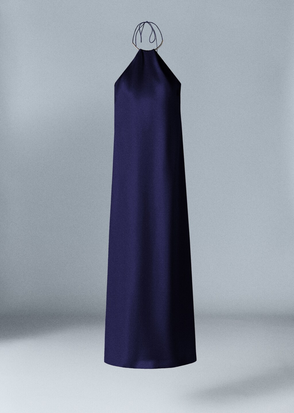 Rigid-neck satin dress - Article without model