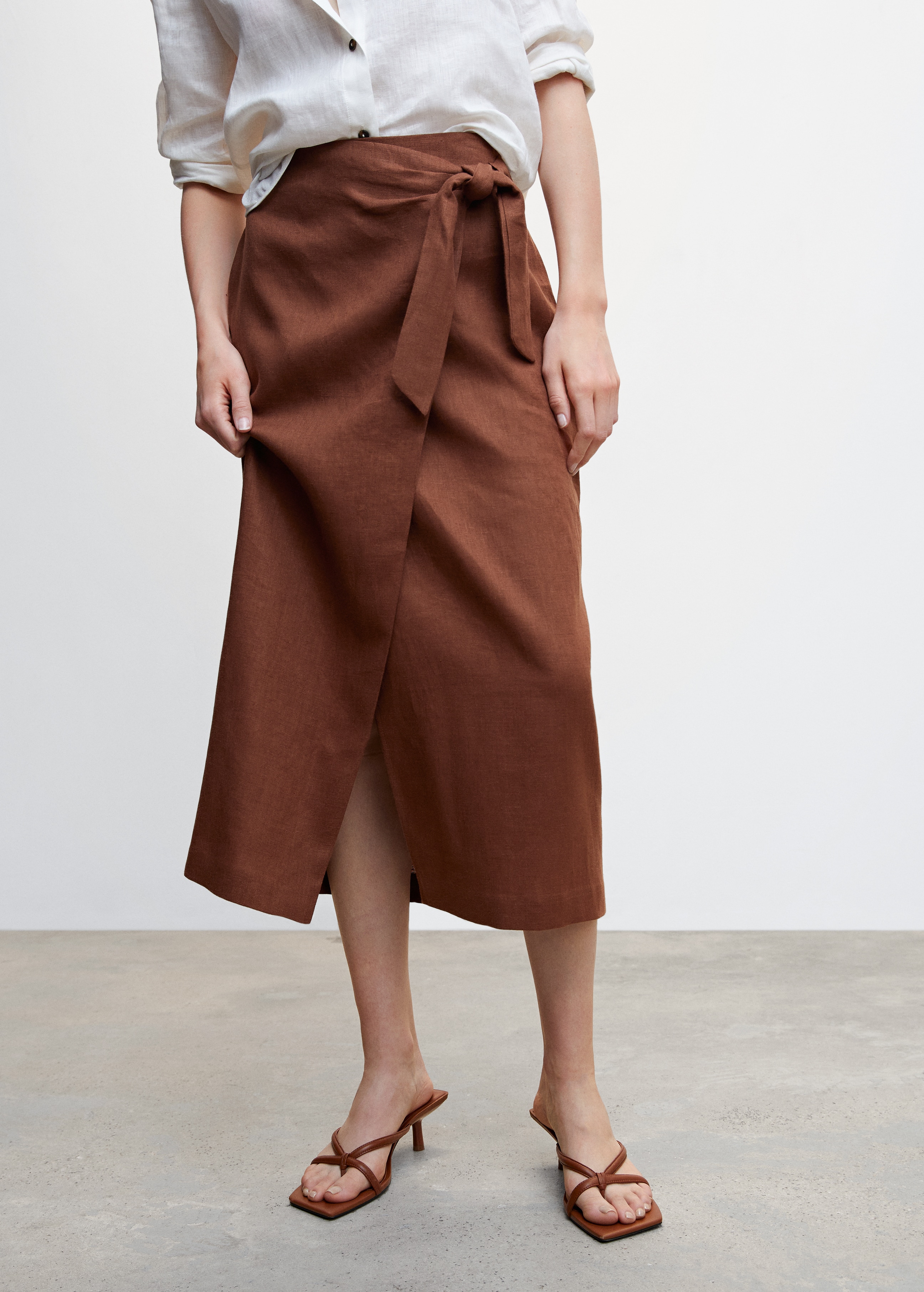 Linen-blend wrap skirt - Medium plane