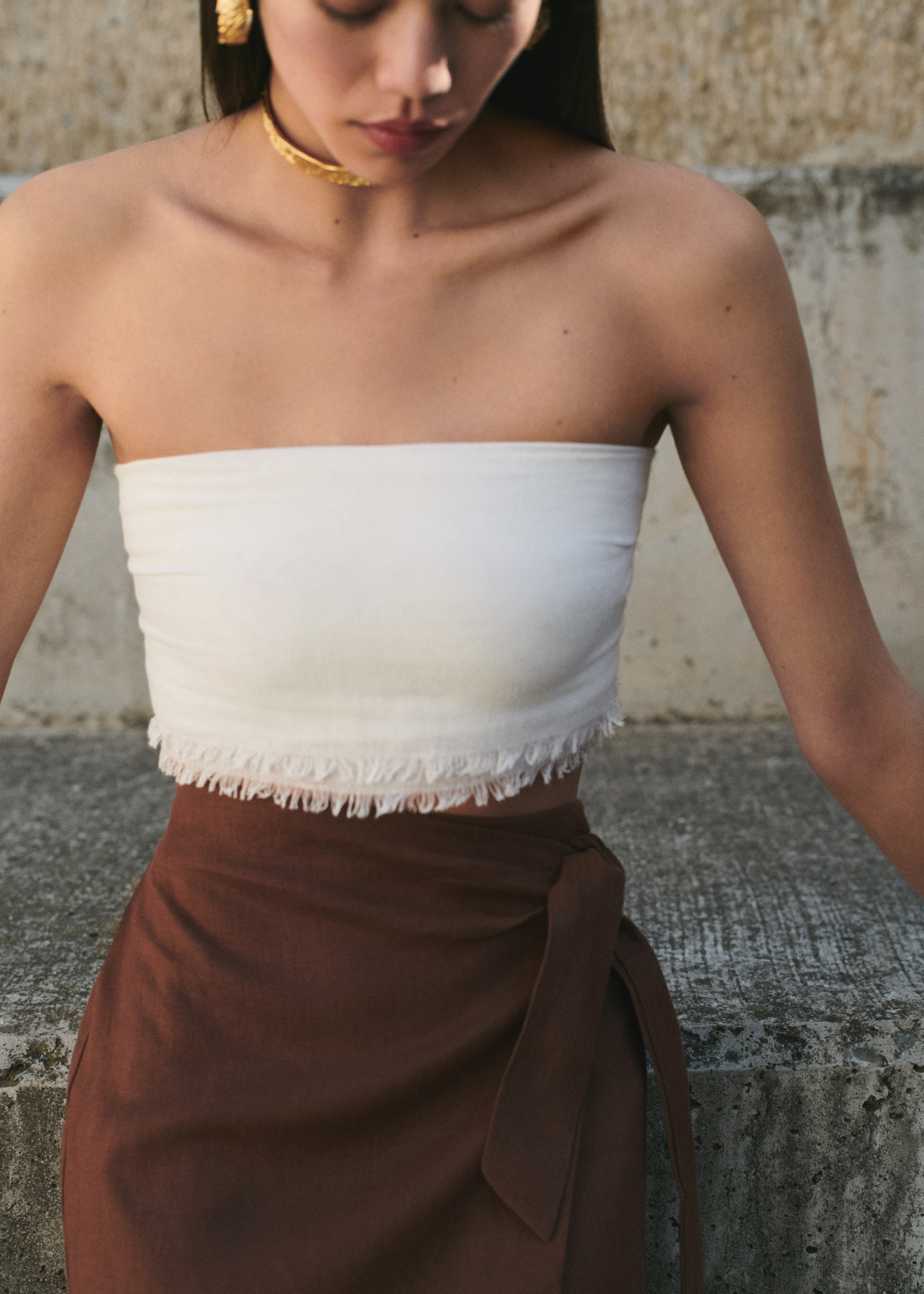 Linen-blend wrap skirt - Details of the article 9