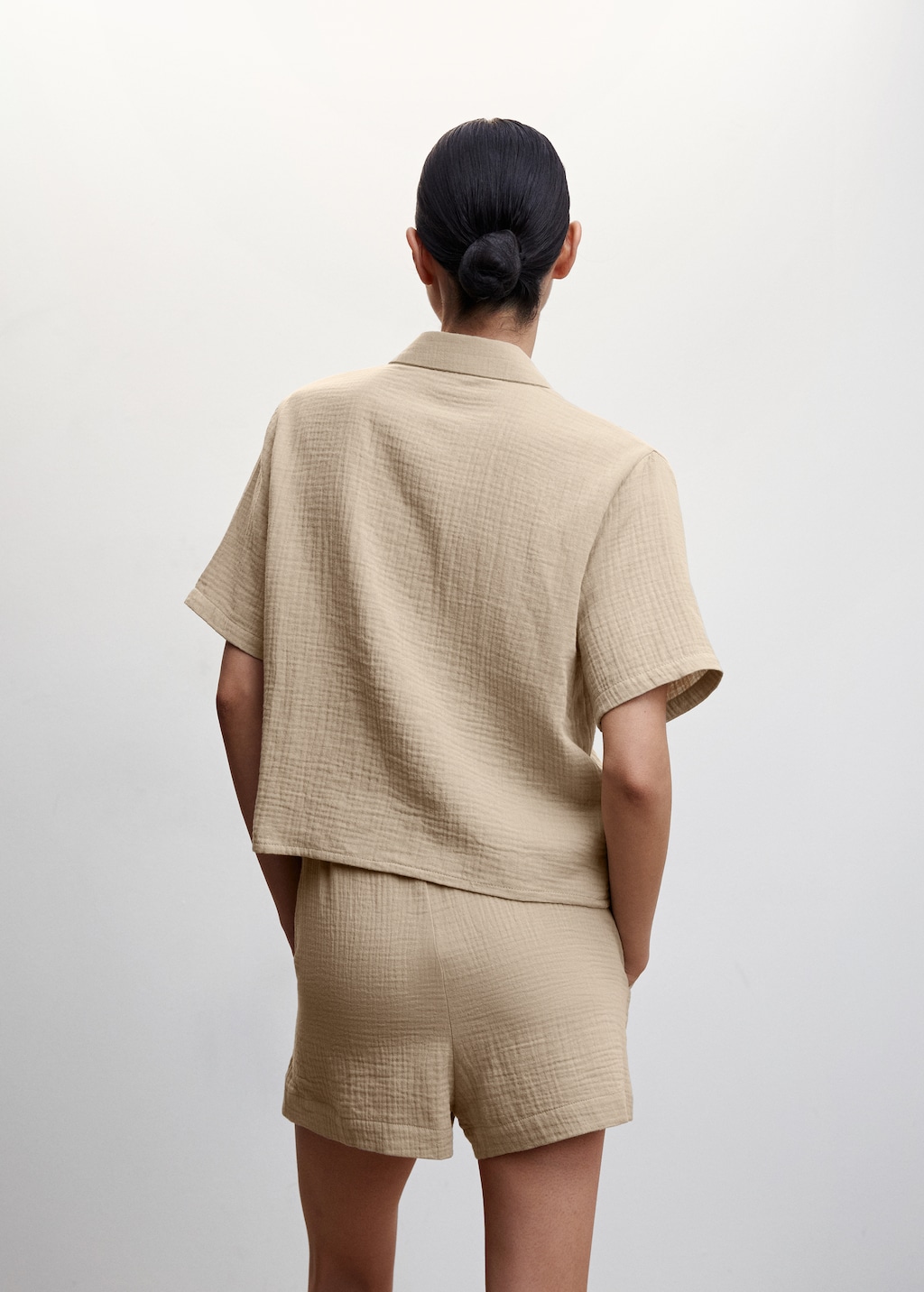 Textured cotton pyjama shirt - Reverse of the article