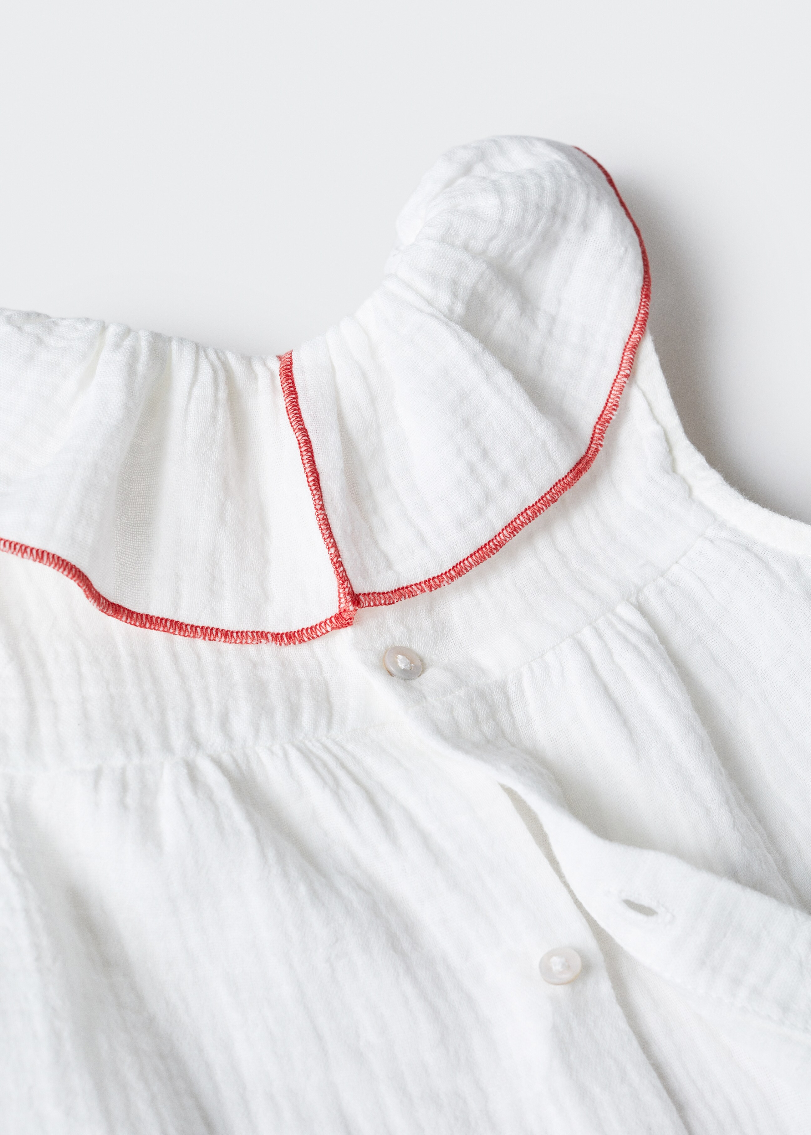 Cotton babydoll neck blouse - Details of the article 0