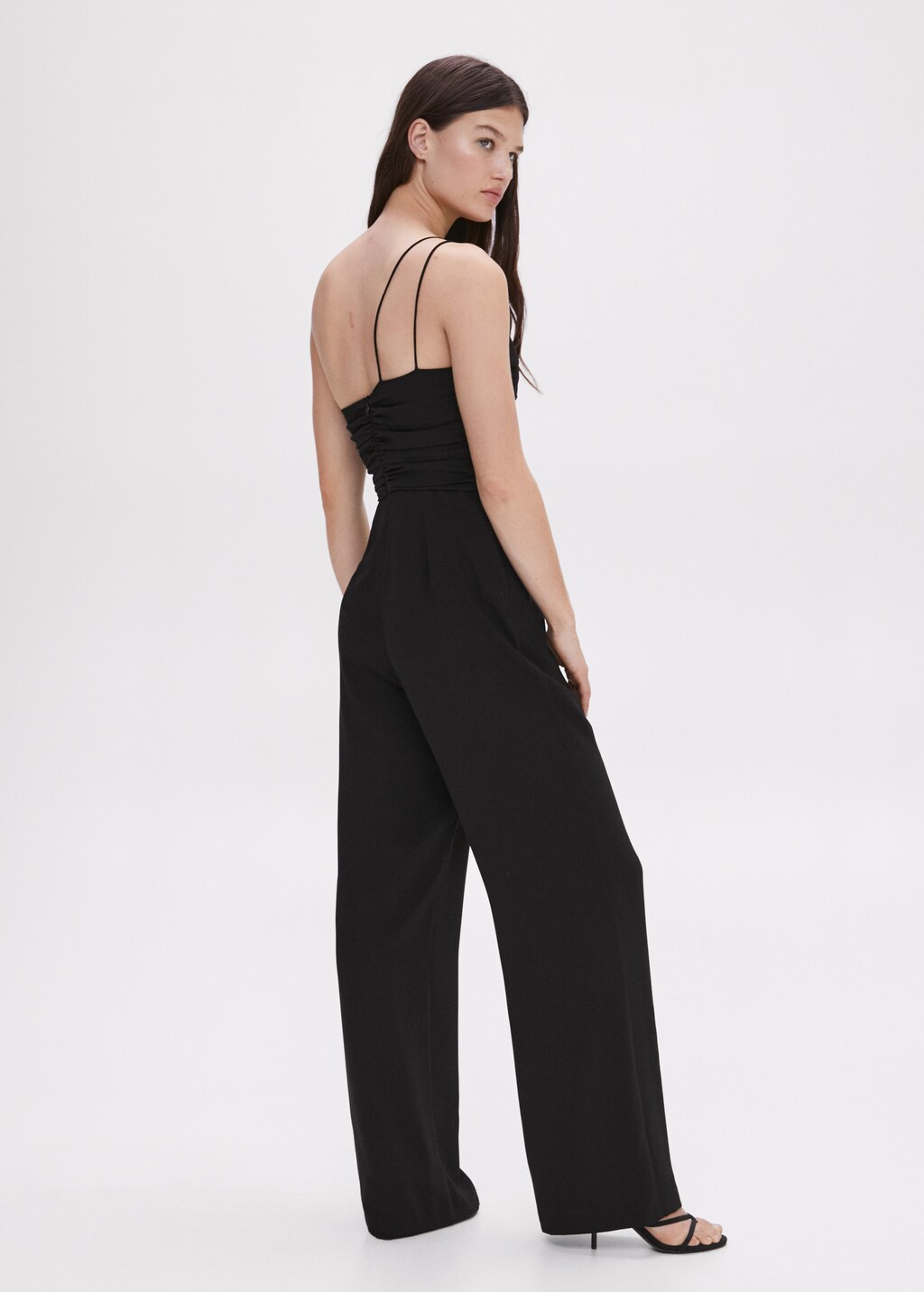 Asymmetrical jumpsuit with metallic detail