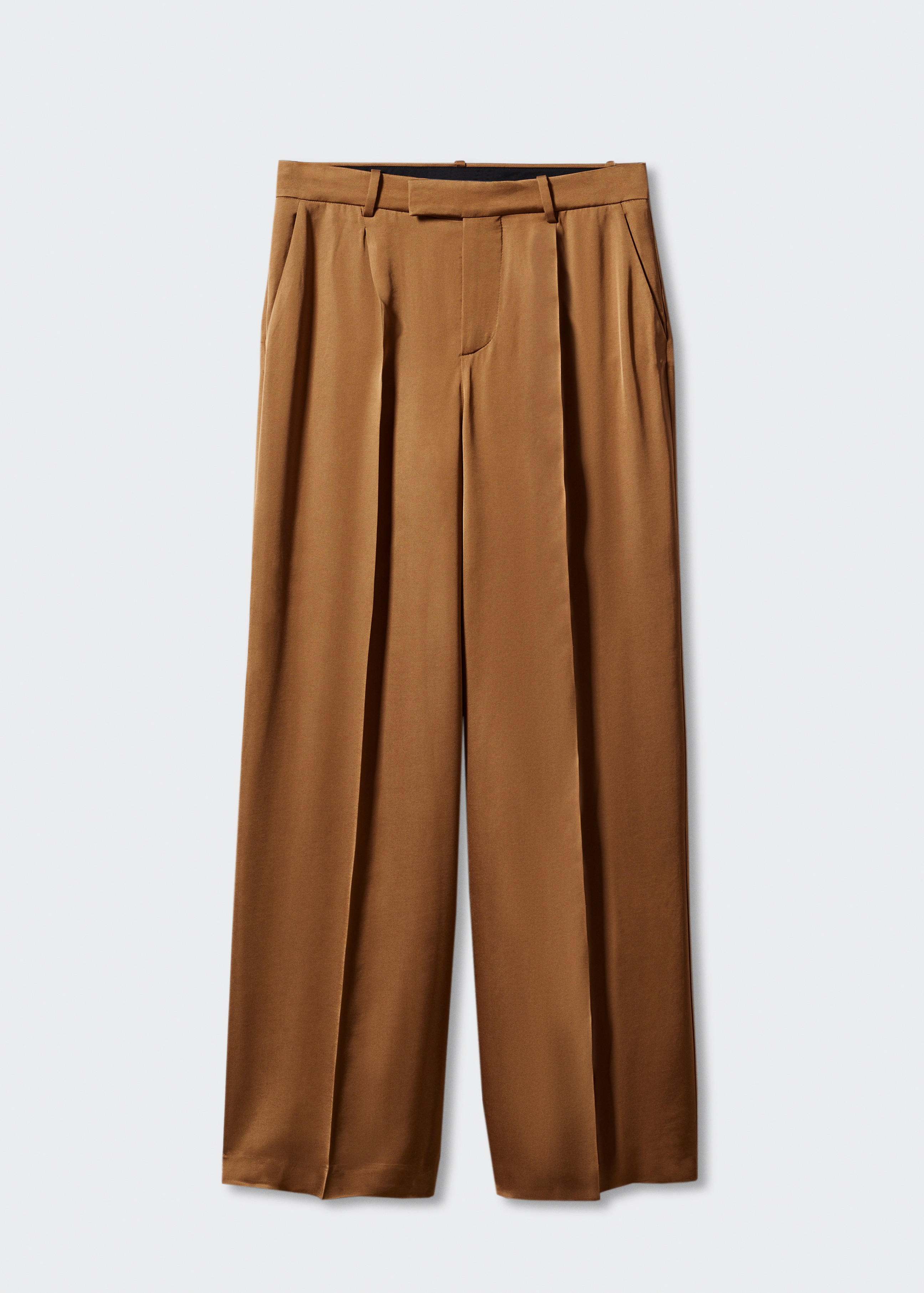 Satin-finish trousers with pleat detail