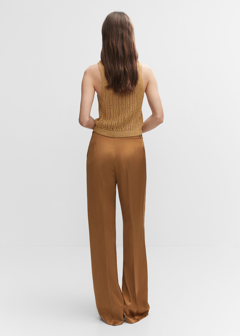 Satin-finish trousers with pleat detail  - Reverse of the article