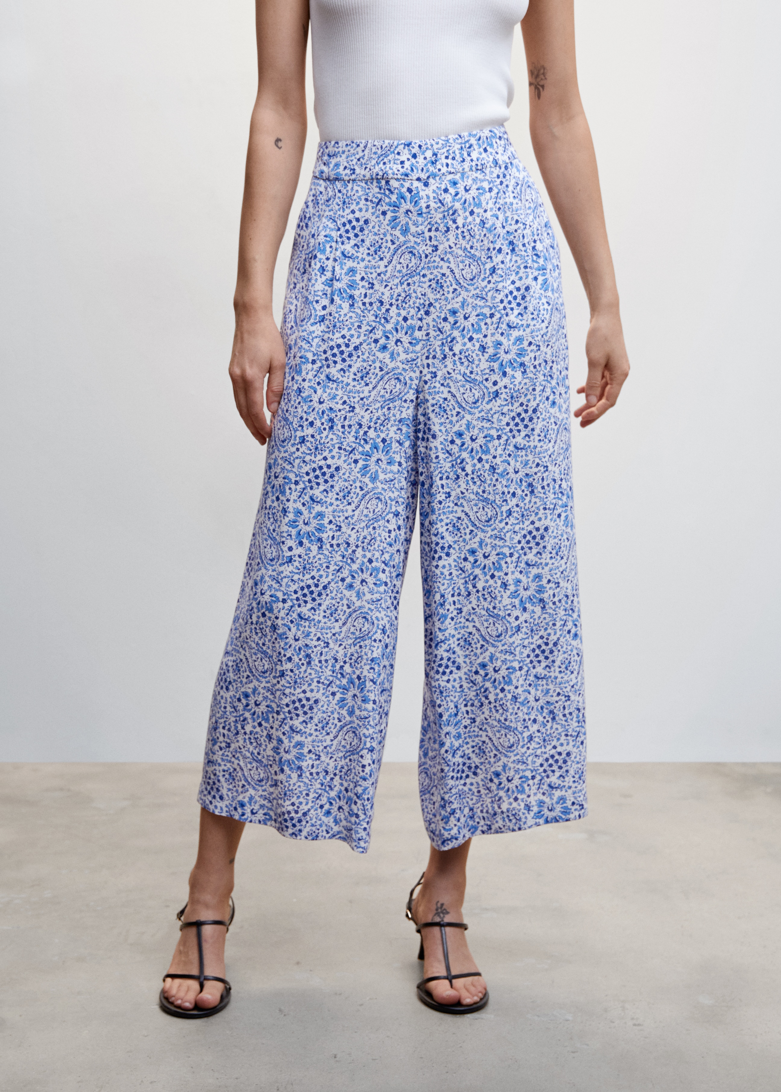 Floral print culotte trousers