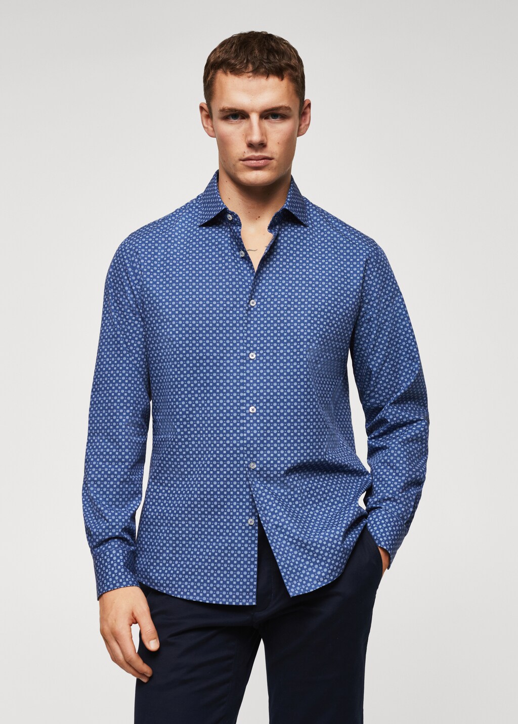 Slim-fit printed cotton shirt - Medium plane