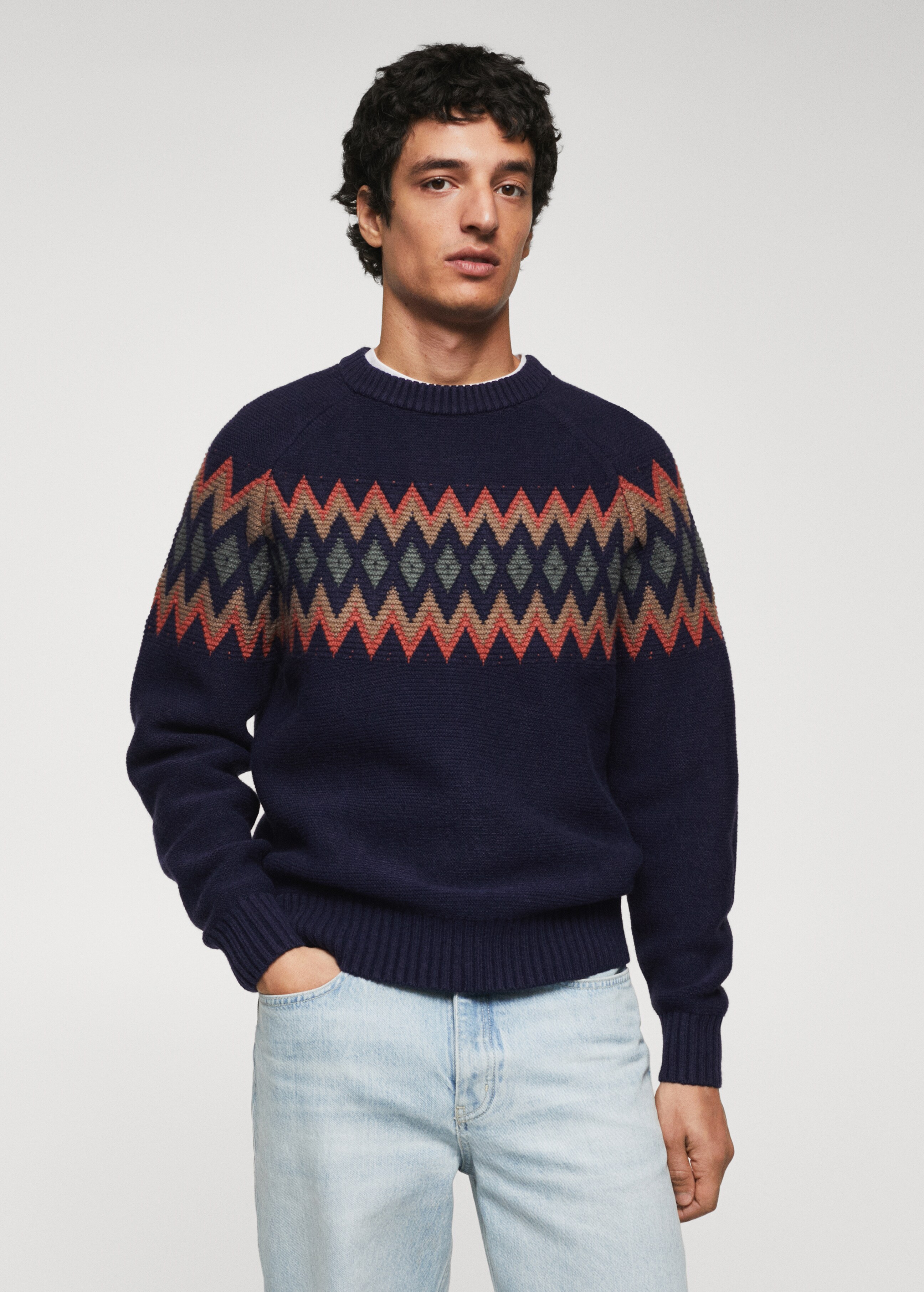 Geometric jacquard sweater - Medium plane