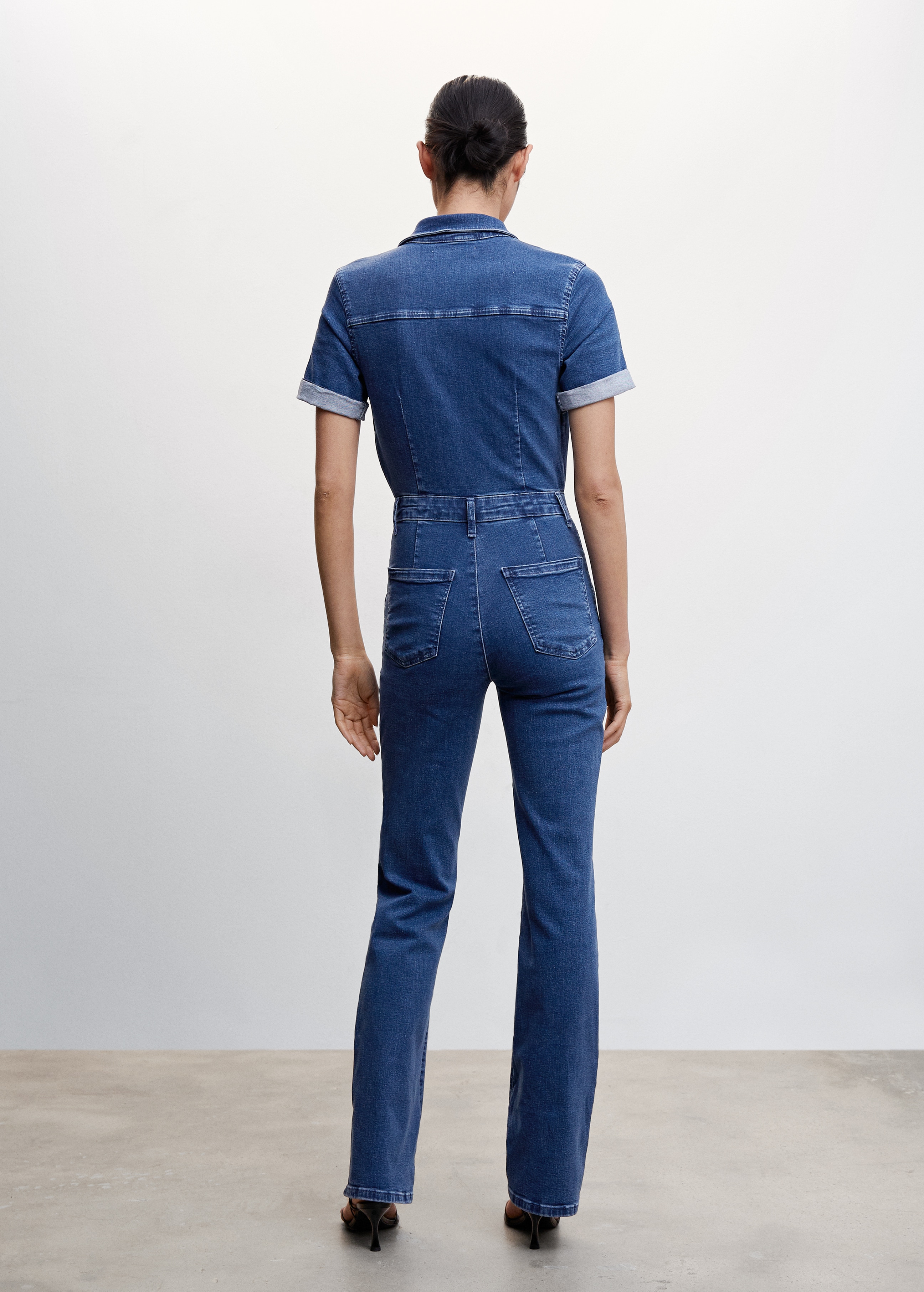 Denim jumpsuit with zipper - Reverse of the article