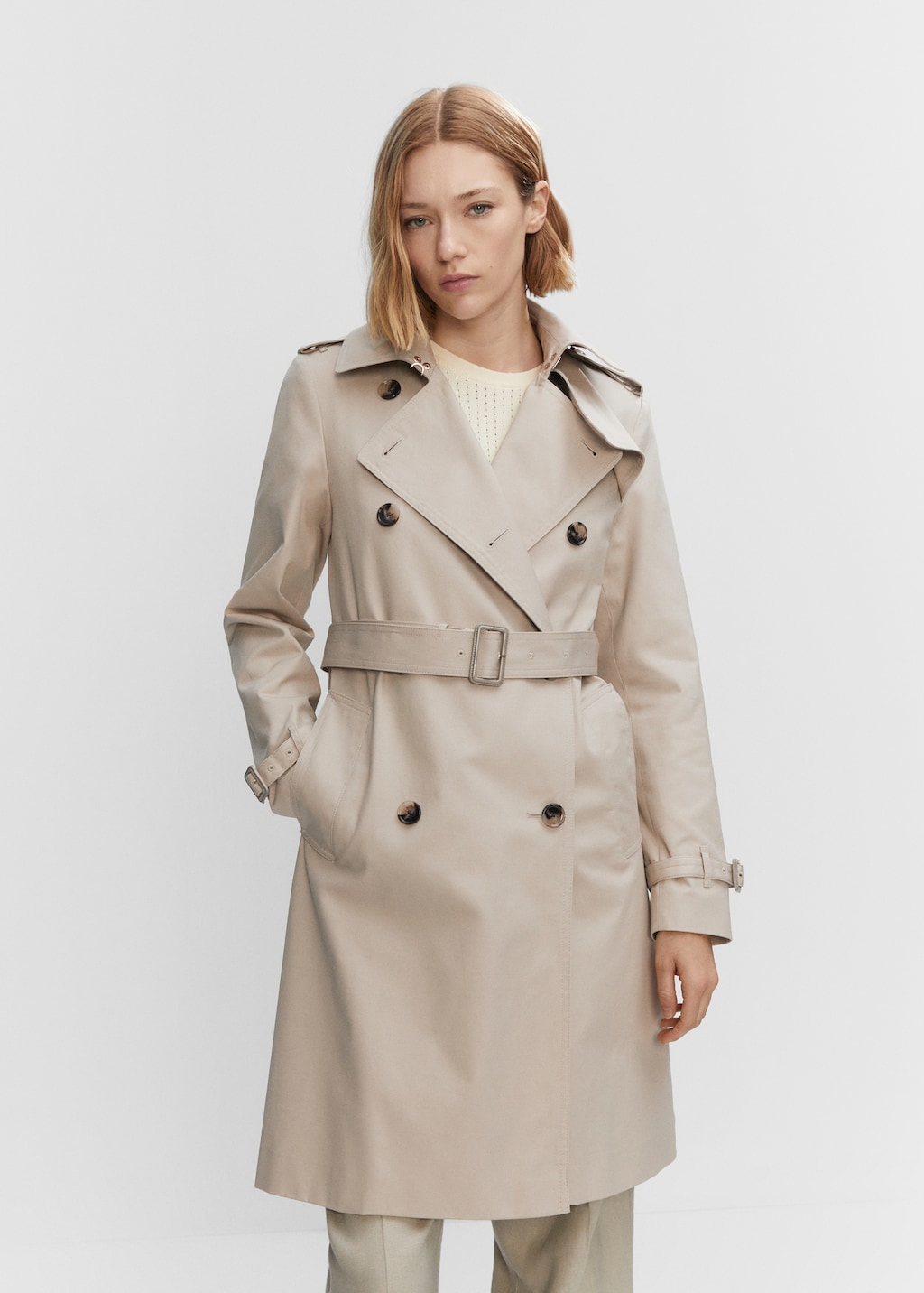 Klassieke trenchcoat met ceintuur - Middenvlak