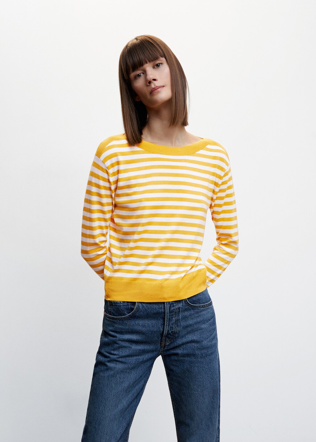 Fine-knit boat-neck sweater - Medium plane