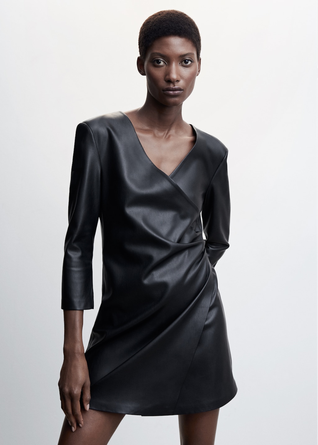 Leather-effect wrap dress - Medium plane