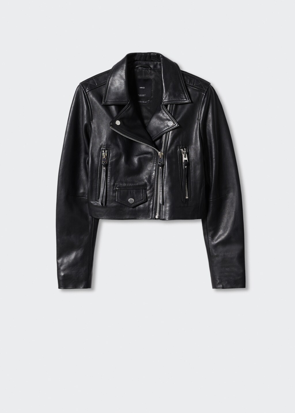 Cropped leather biker jacket - Article without model