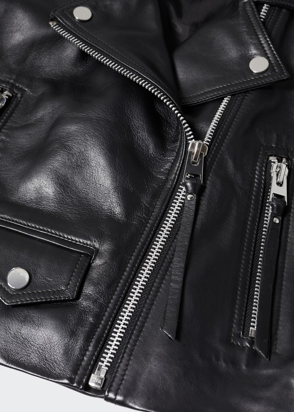 Cropped leather biker jacket - Details of the article 8