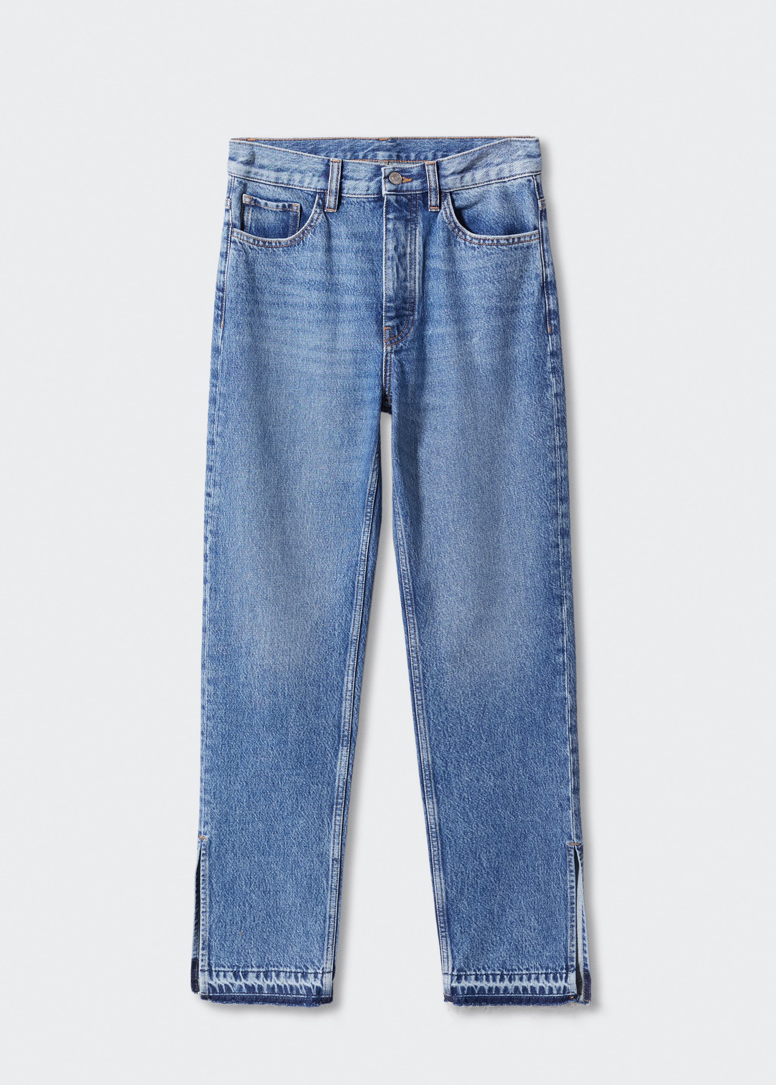 Gerade Jeans mit hohem Bund und Schlitzen - Artikel ohne Model