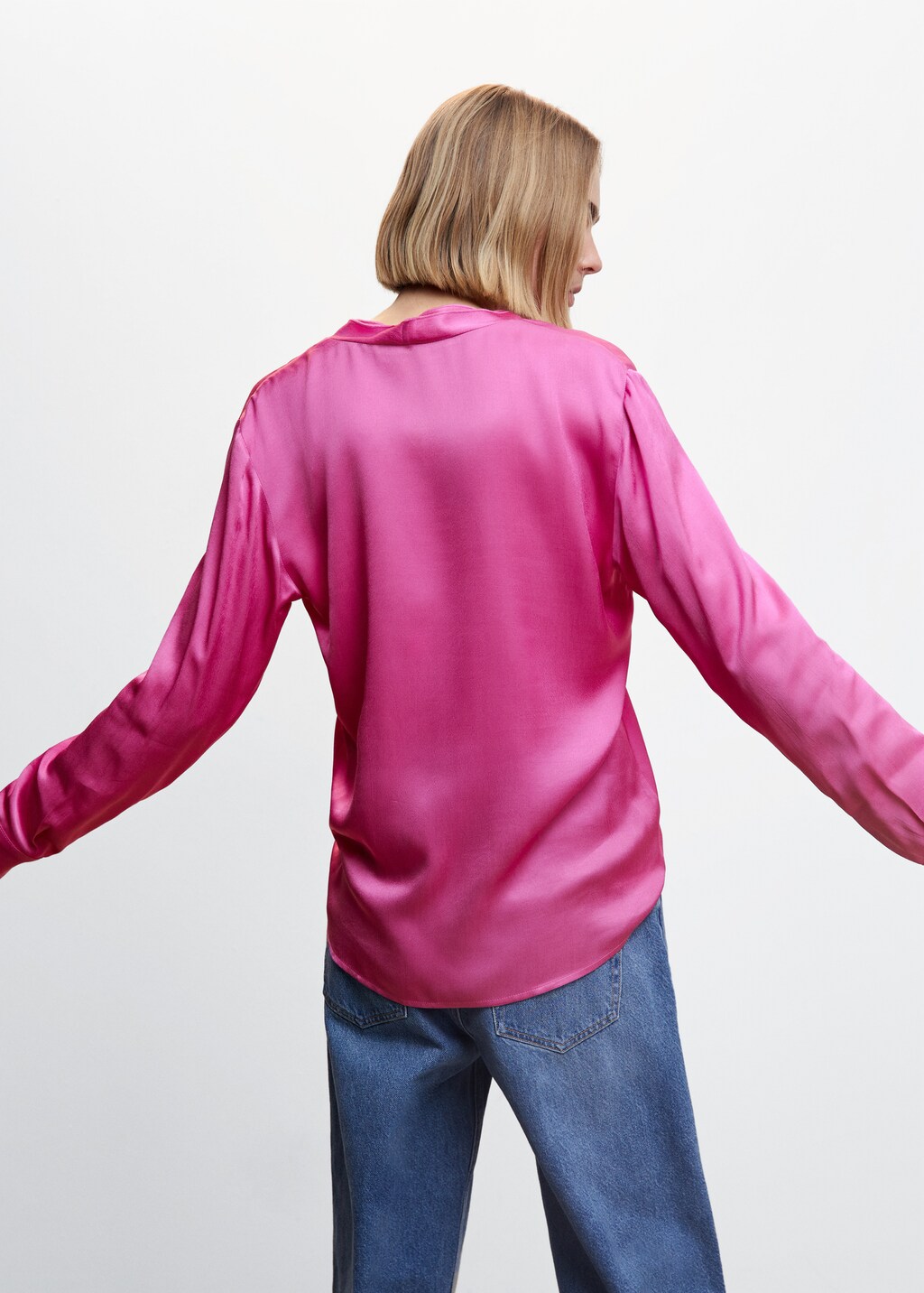 Satin V-neck blouse - Reverse of the article