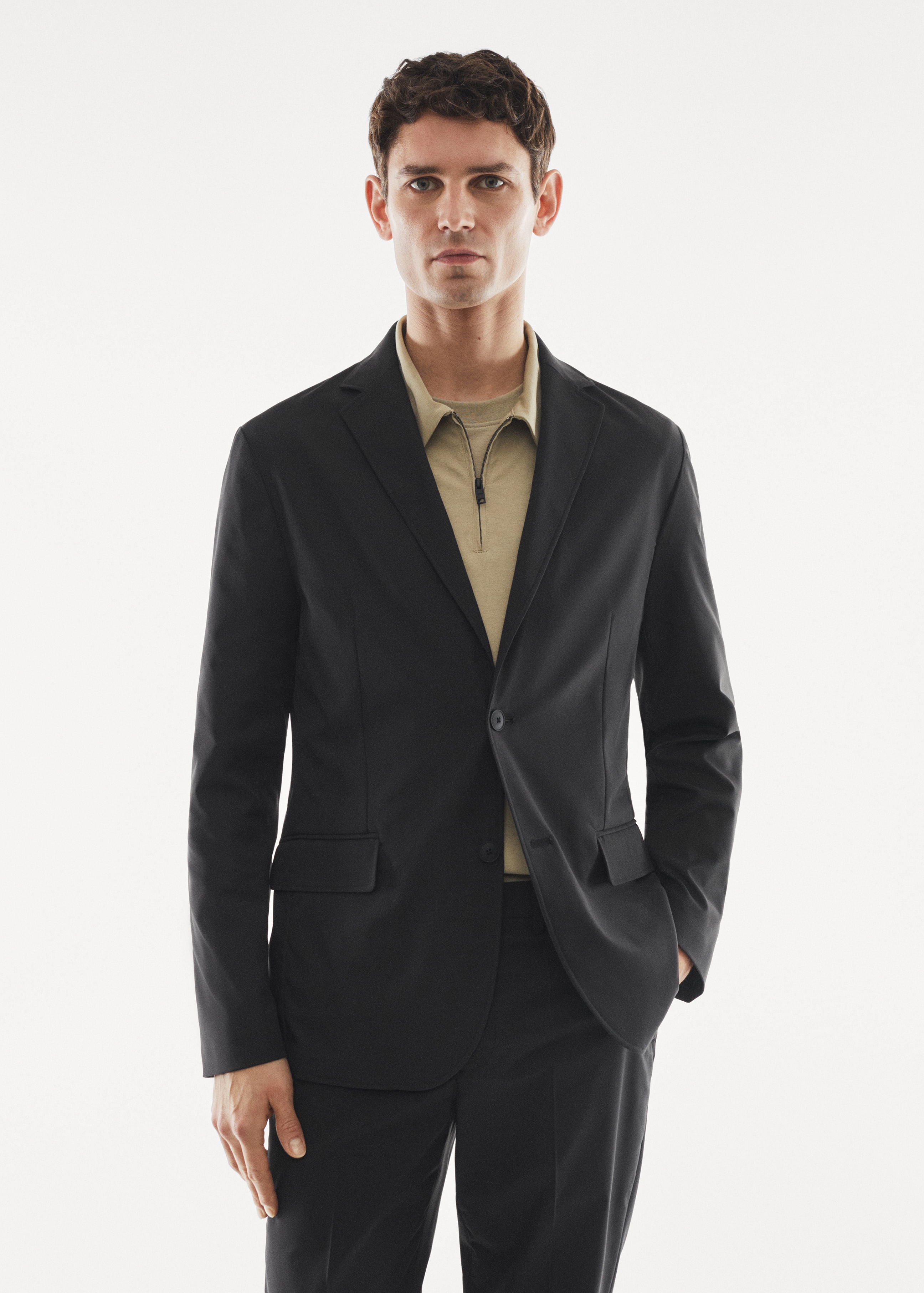 Slim-fit technical suit jacket - Medium plane