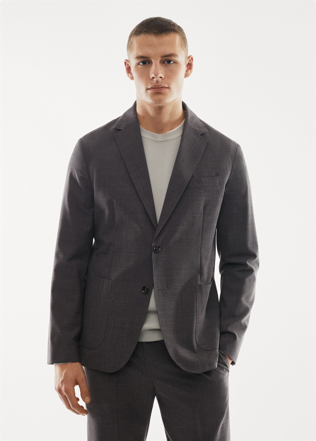 Breathable slim-fit suit jacket - Medium plane