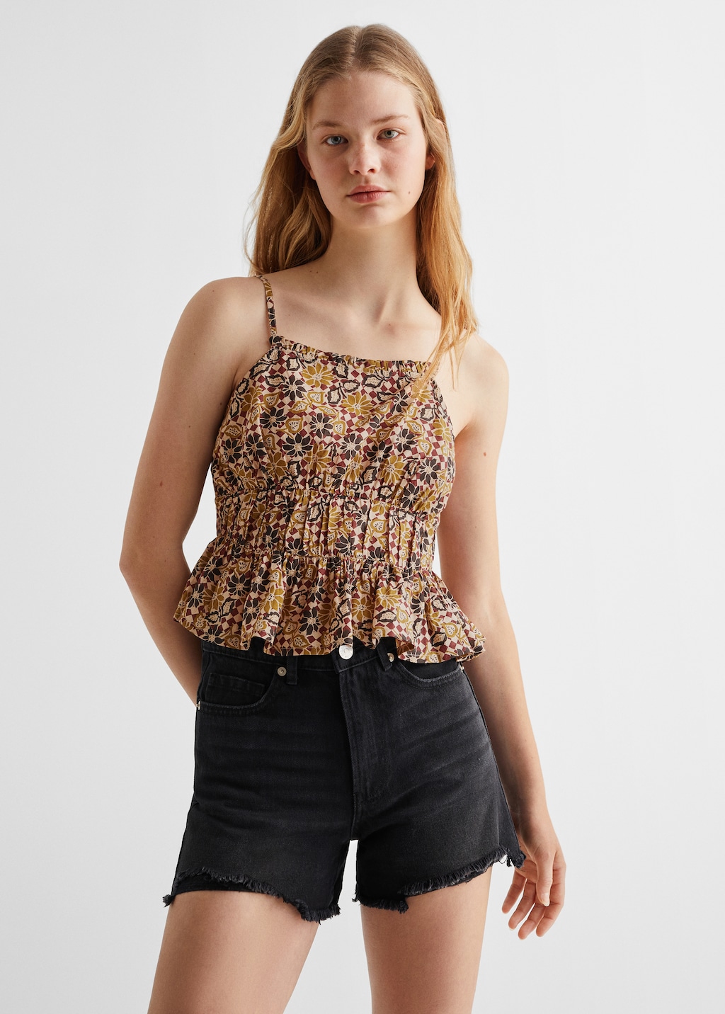 Print ruched top - Medium plane