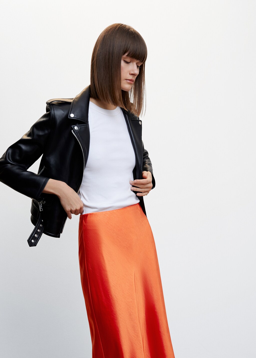 Midi satin skirt - Details of the article 1