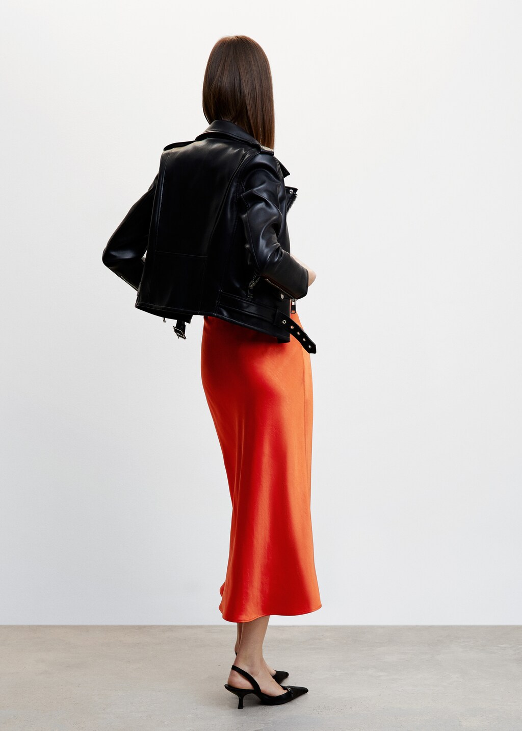 Midi satin skirt - Reverse of the article