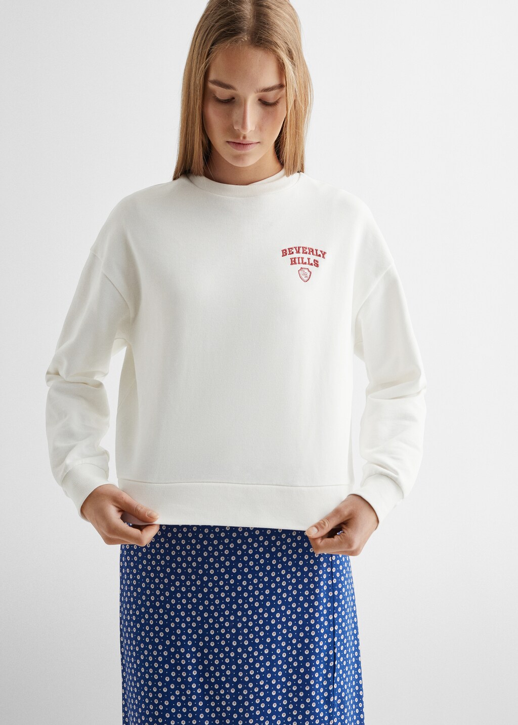 Embroidered detail cotton sweatshirt - Medium plane