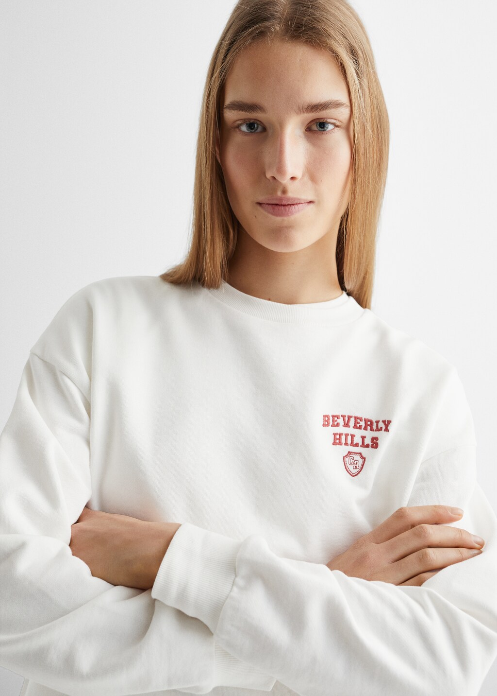 Embroidered detail cotton sweatshirt - Details of the article 1