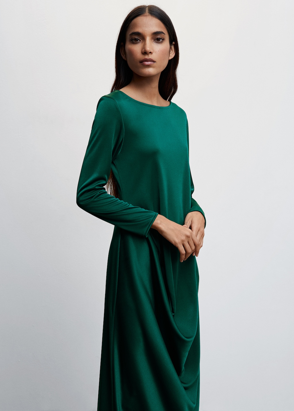 Satin draped dress - Medium plane