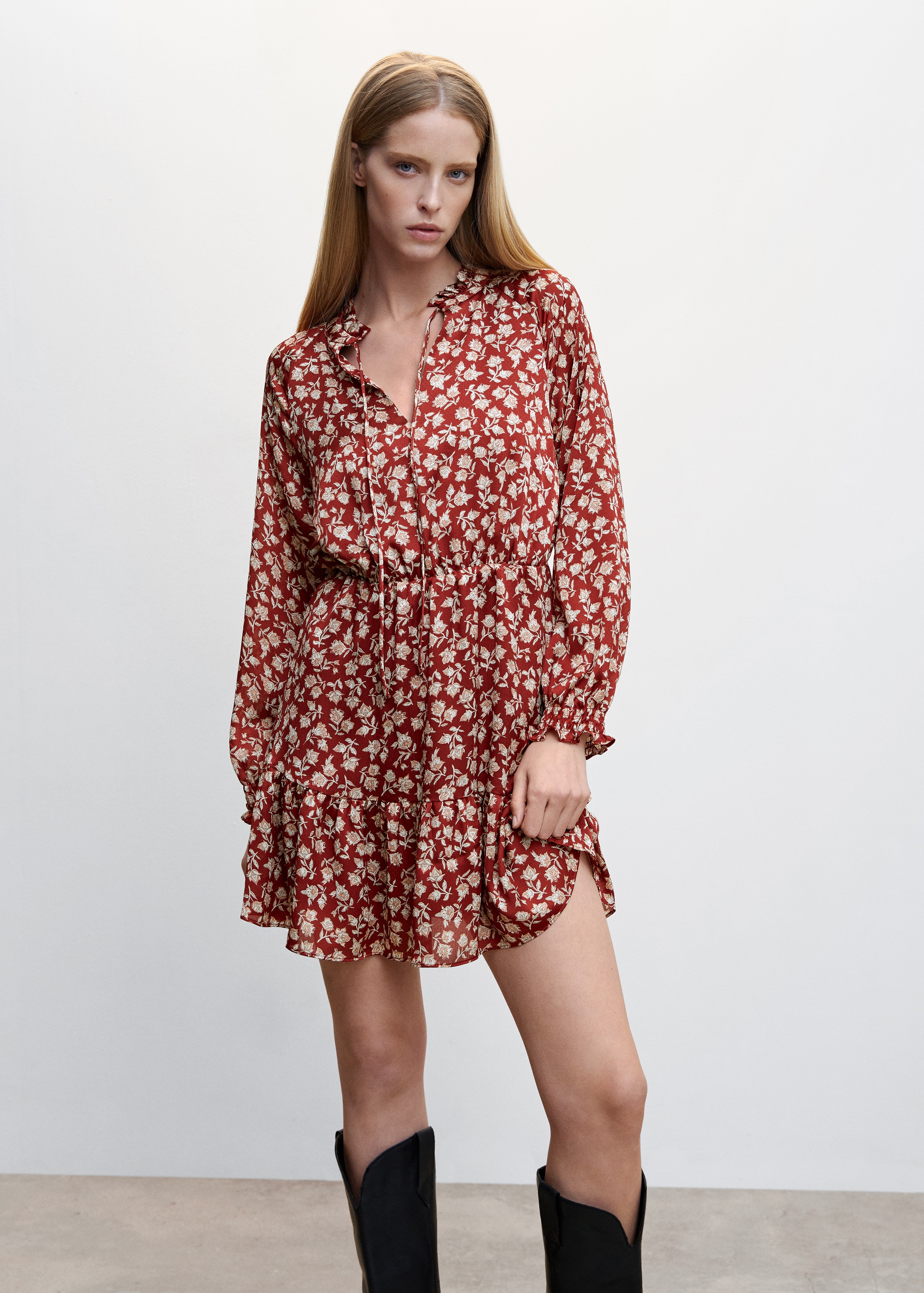 Floral ruffled dress - Medium plane